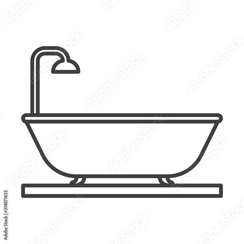Bathroom icon. Linear minimalist design. Isolated vector on a white background
