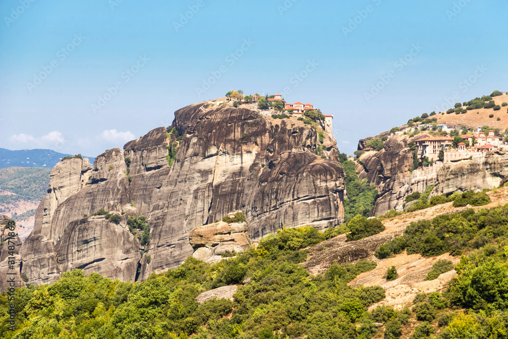 The Meteora -  rock formation in central Greece. Largest and most famous built complexes of Eastern Orthodox monasteries.