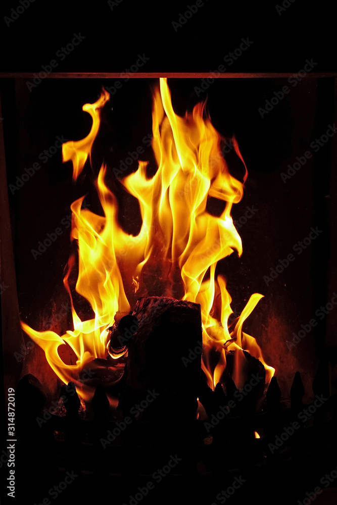 Fire in fireplace Fire in fireplace