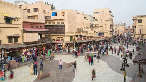 India, Punjab, Amritsar, Heritage Street, pedestrian only walking street to the Golden Temple - time lapse