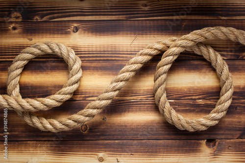 ship rope at wooden background