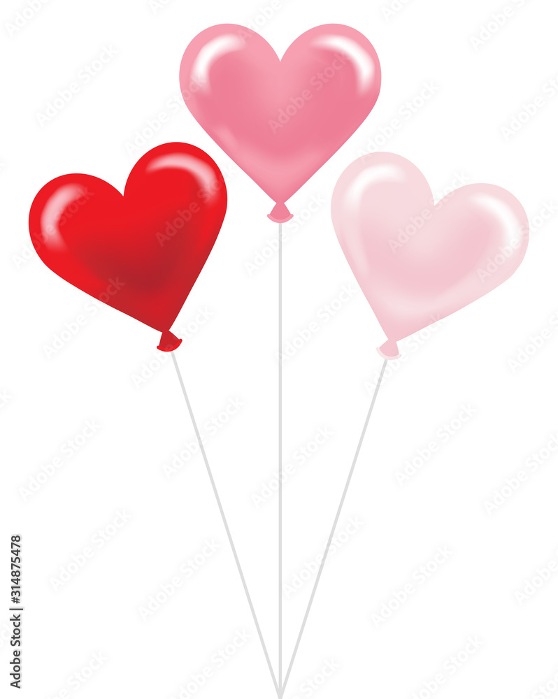  Bunch of Three Heart shaped balloons