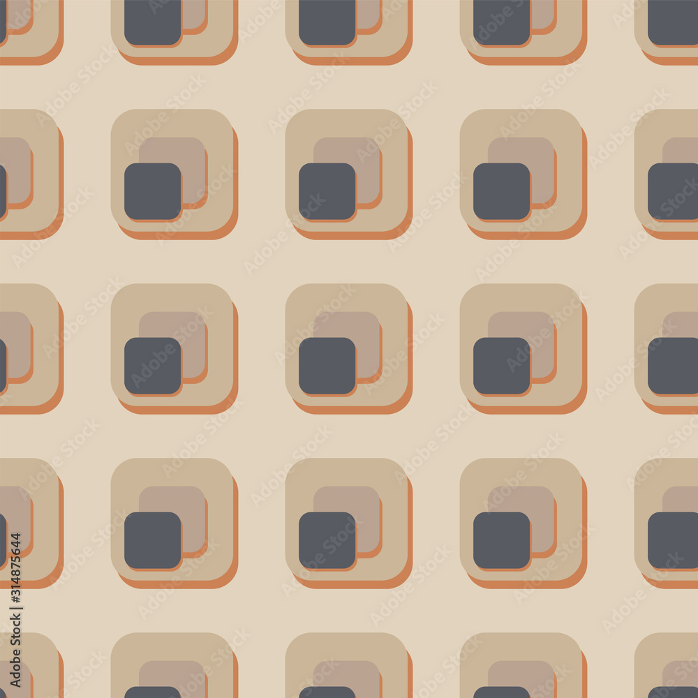 Gordijnen Jaren 50 Afgerond vierkant midden van de eeuw naadloos patroon. #314875644