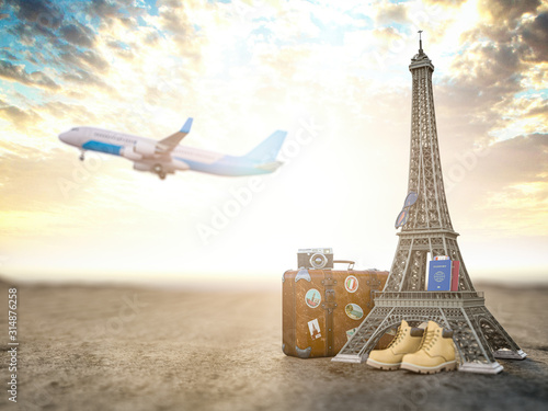 Canvas Print Flight to Paris, France