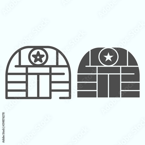 Military base line and glyph icon. Army building vector illustration isolated on white. Airbase outline style design, designed for web and app. Eps 10.