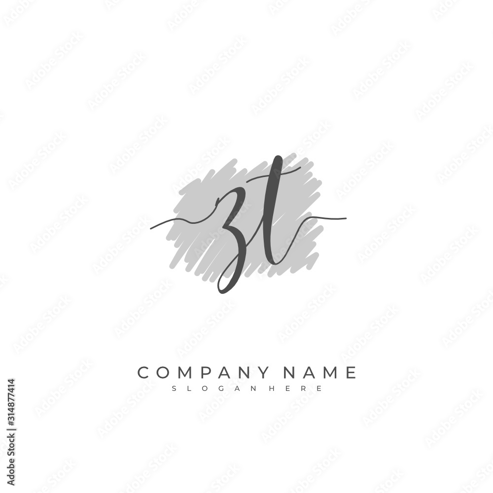 Handwritten initial letter Z T ZT for identity and logo. Vector logo template with handwriting and signature style.