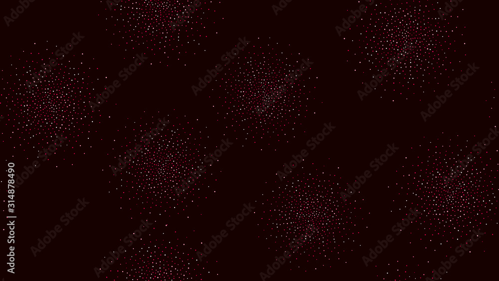 Vector seamless pattern with sparkles, fireworks. Background with red and white small shiny dots, magic twinkles on black . Elegant festive illustration. Repeat design for web, wallpaper, decor Vector seamless pattern with sparkles, fireworks. Background with red and white small shiny dots, magic twinkles on black . Elegant festive illustration. Repeat design for web, wallpaper, decor