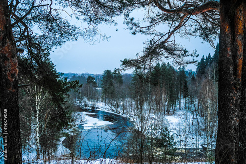 Landscape with the image of winter karelian nature photo