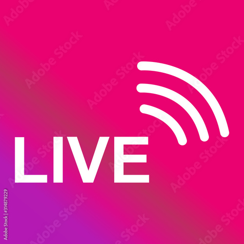 Live streaming icon. Modern vector button design isolated on color gradient background