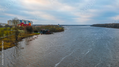 Landscape with the image of Volhov river near the town Kirishy in Russia