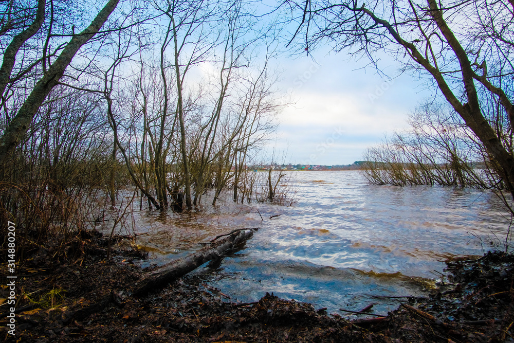 Landscape with the image of Volhov river in Russia Landscape with the image of Volhov river in Russia