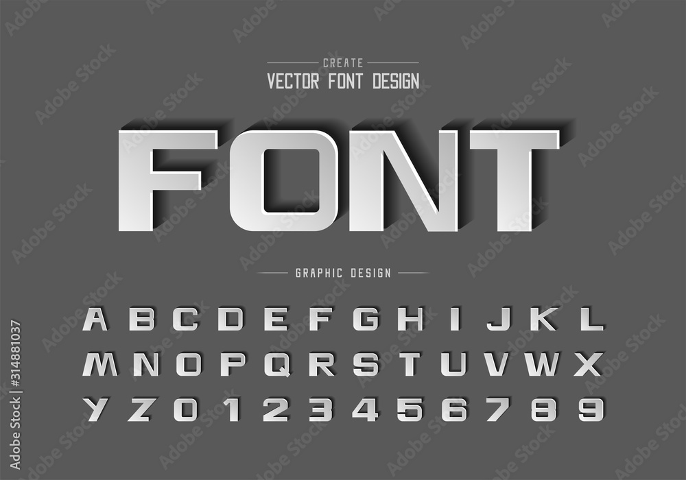 Font paper cut and bold alphabet vector, Script design typeface letter and number