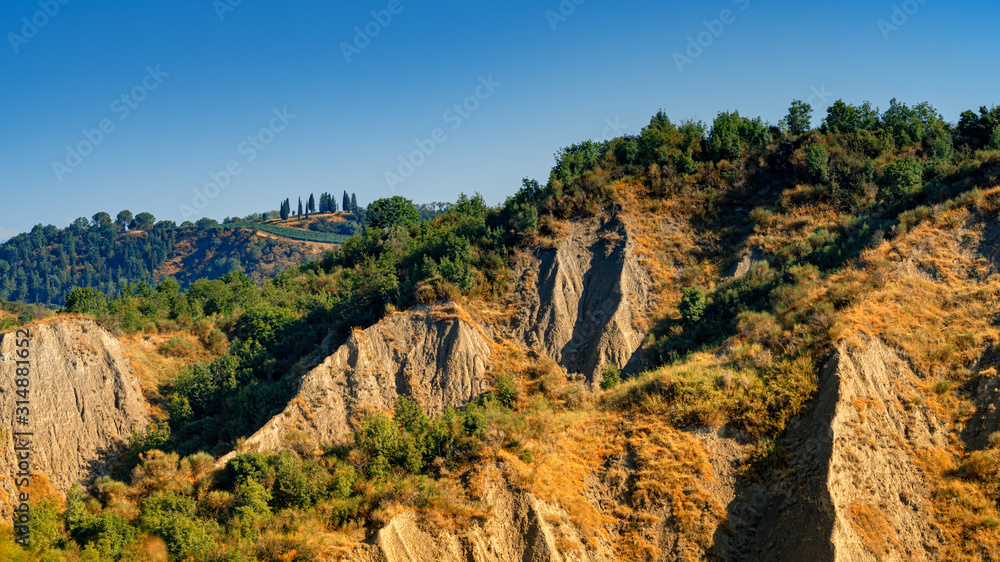 Sand and clay landscape in Tuscany in Crete Senesi. Travel destination Tuscany