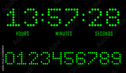 Countdown website vector flat template digital clock timer background. Countdown timer. Clock counter. Digital scoreboard. © angelmaxmixam