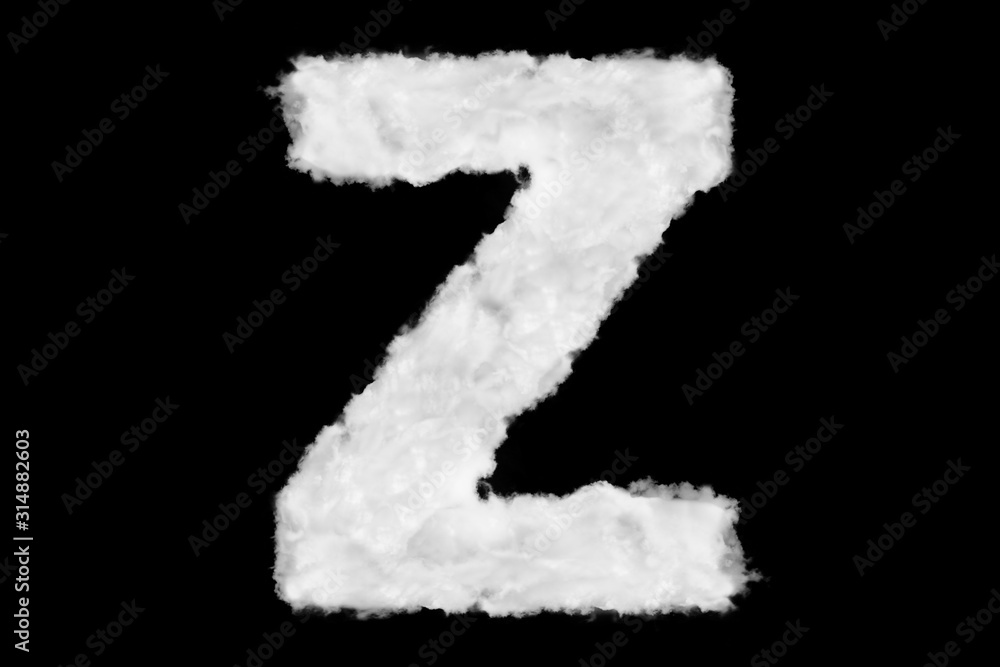 Letter Z font shape element made of cloud on black Letter Z font shape element made of cloud on black