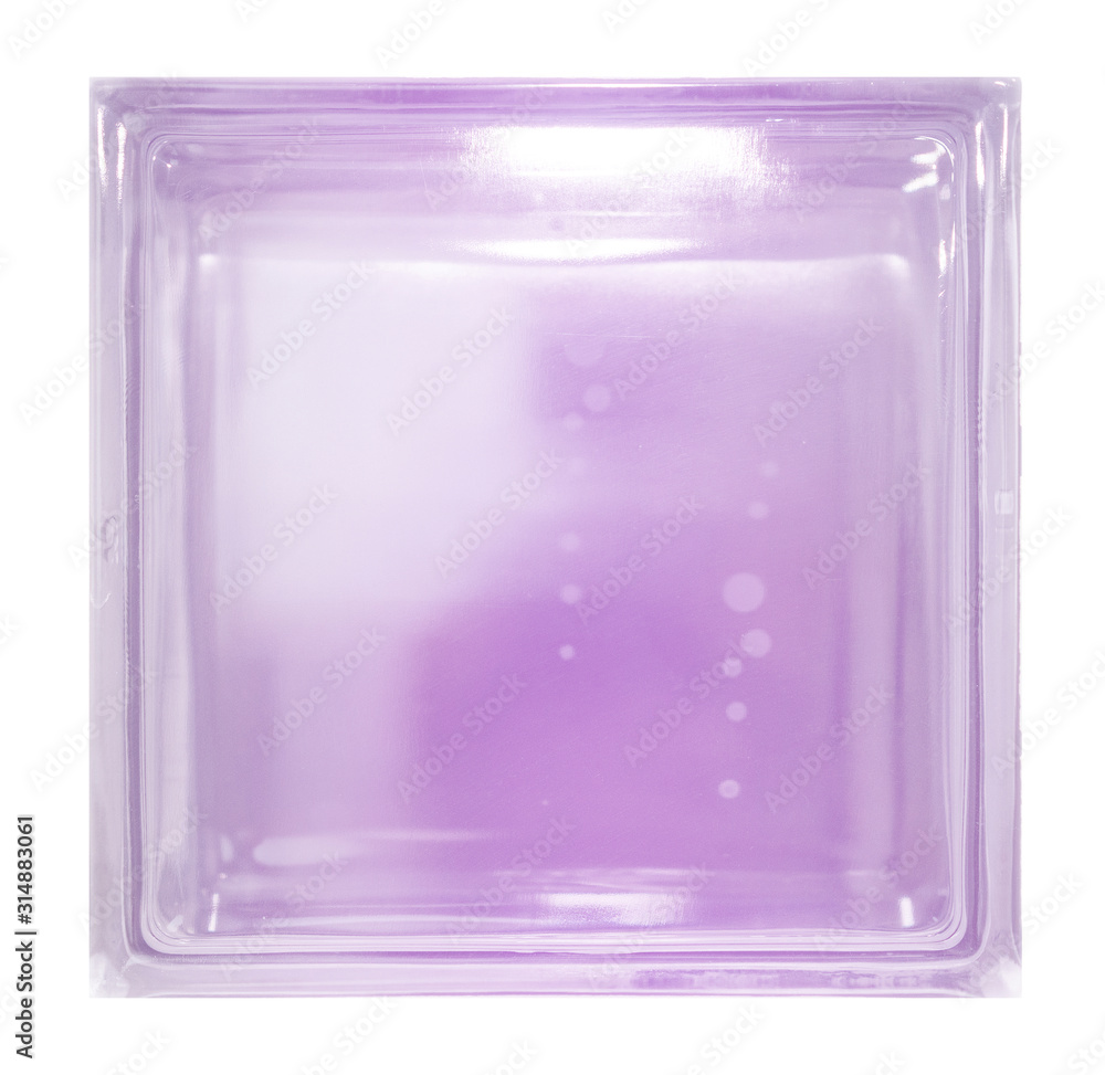 Isolated purple light transparent square mirror cube glass block and window in white background with smooth circle bubble pattern. Arrange in single box panel. Use for object decoration and material. Isolated purple light transparent square mirror cube glass block and window in white background with smooth circle bubble pattern. Arrange in single box panel. Use for object decoration and material.