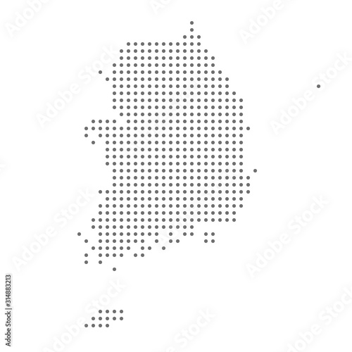 South korea map dotted  grey point  on white background.