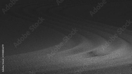 3d rendering of stone on raked sand zen concept