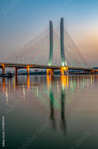 Night view of Hesheng bridge, Huizhou, China