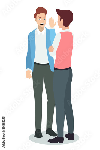 Two young white businessmen are in conflict. Ideal for advertising and presentations.
