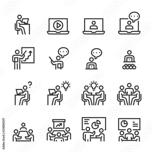 Business Training Icons , Symbol Perfect Design Simple Set For Using In Web site Infographics Logo Report , Line Icon Vector illustration