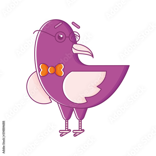 Hipster crow in linear style.