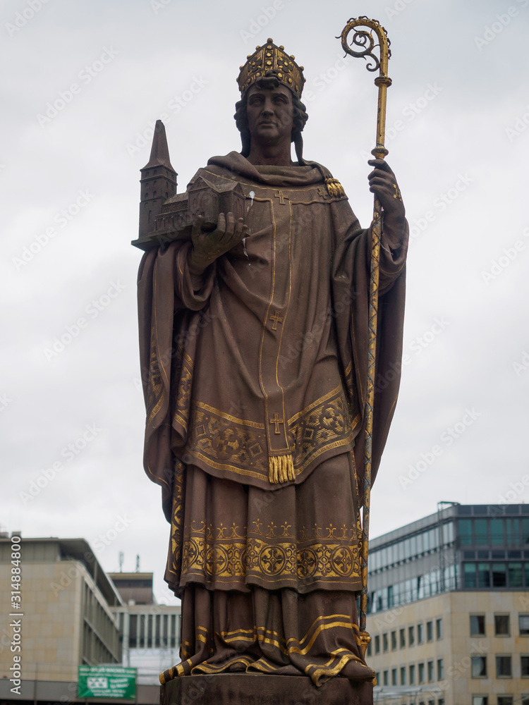 The historic Bischof Ansgar statue in Hamburg