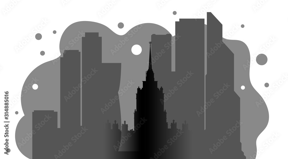 Fototapeta premium Stylizacja sylwetki w czarno-białej wersji Moskwy