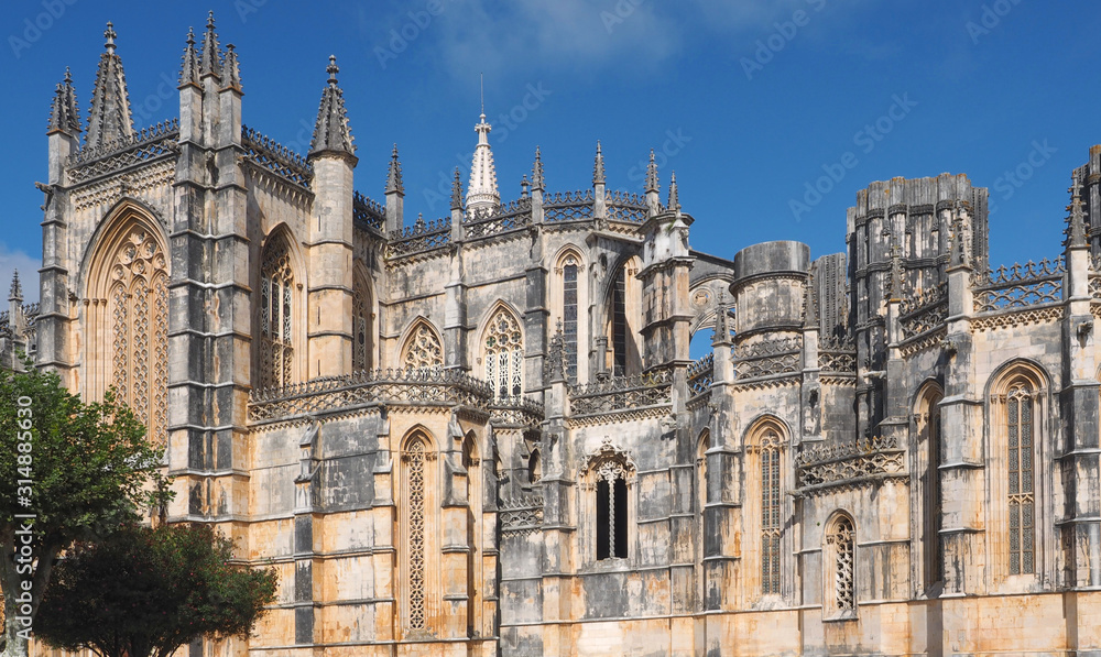 Facade of the impressive monastery of Batalha in the Centro region of Portugal