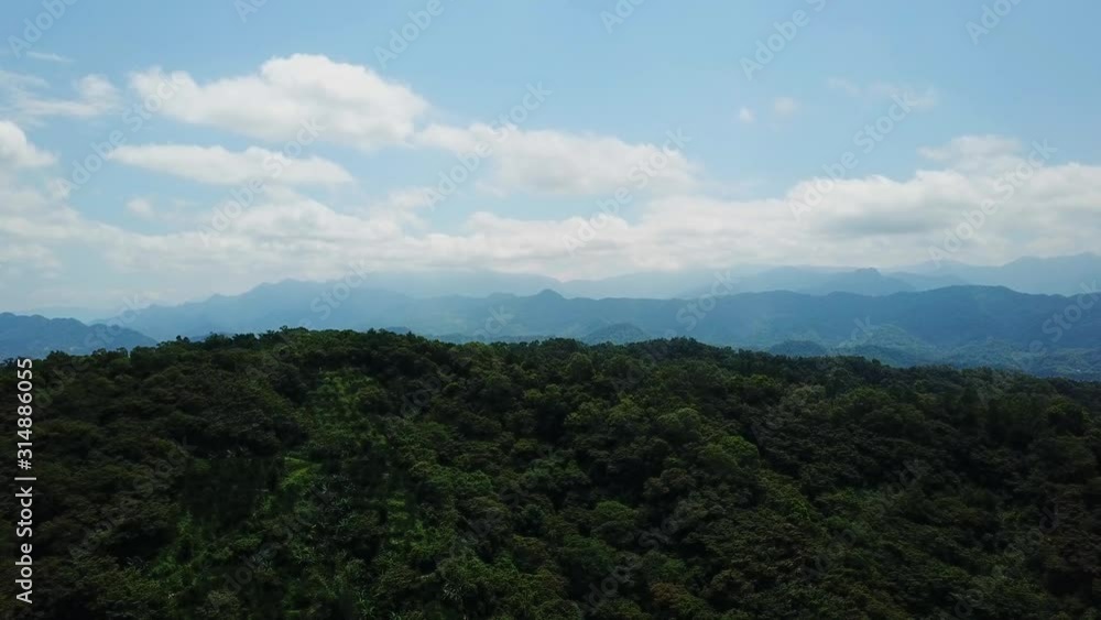 Slowly moving up shot of forest and mountain range in Kaoshiung Taiwan. Slowly moving up shot of forest and mountain range in Kaoshiung Taiwan.