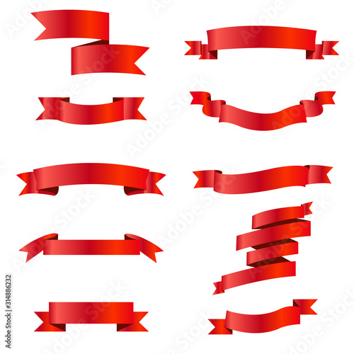 set of red ribbons