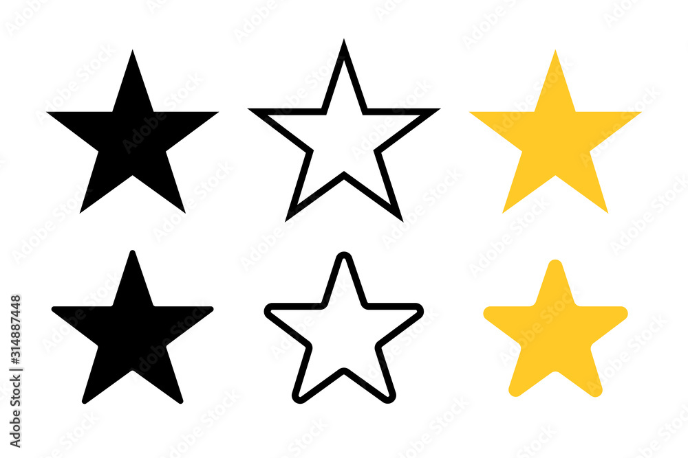 star isolated modern set vector white background star isolated modern set vector white background