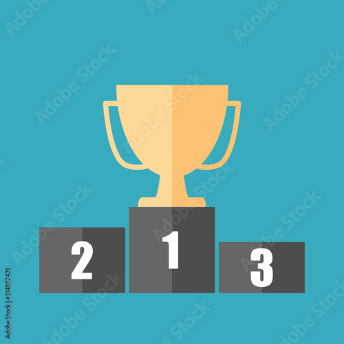 winner podium pedestal cup flat design vector