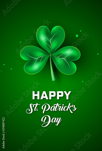 St. Patrick's Day green clover vector background. Irish holiday celebration