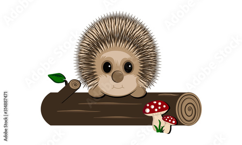 Igel auf Baumstamm