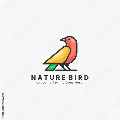 Vector Logo Illustration Bird Animal Geometric Shape Outlined Cartoon Colorful Style © Ivan_Artnivora