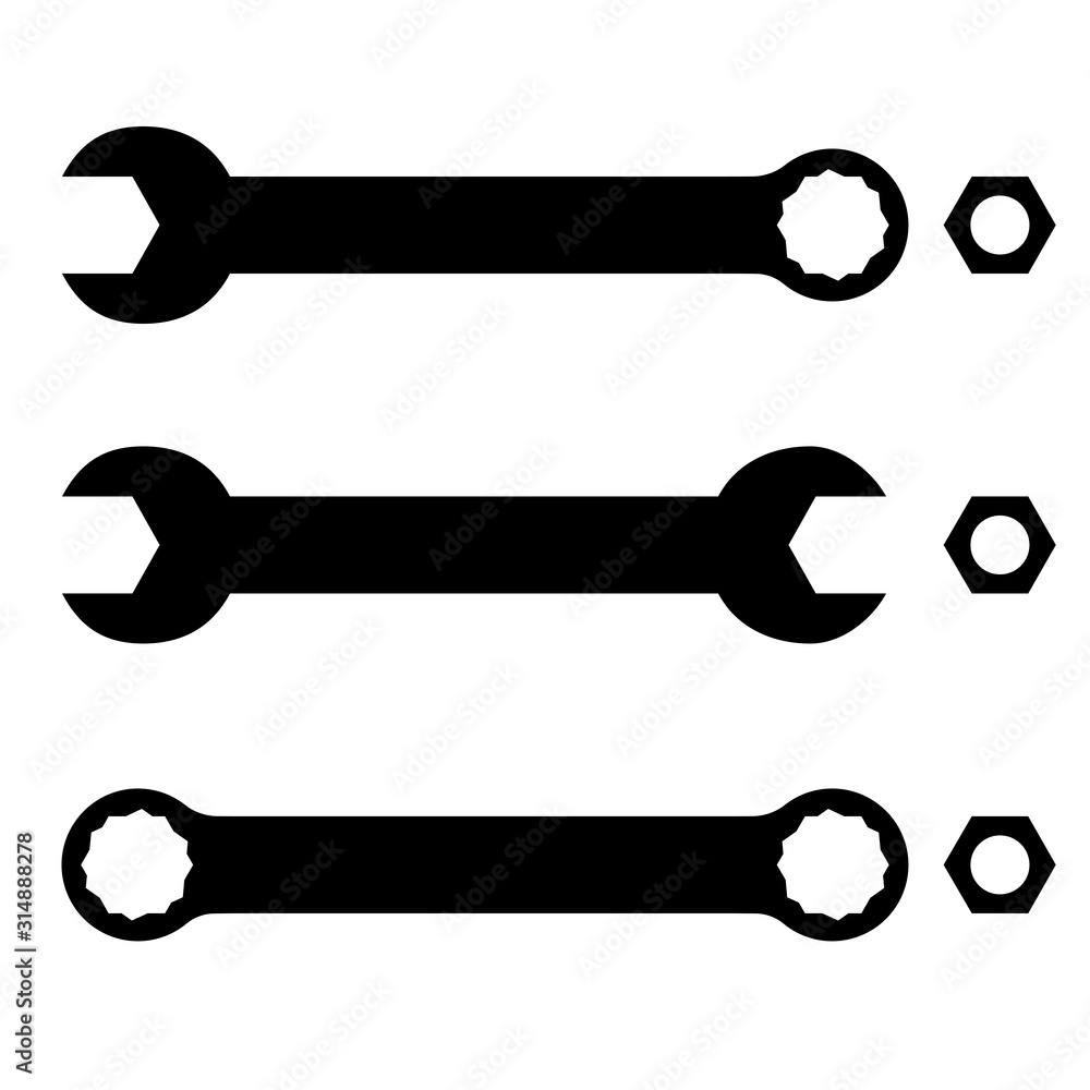 wrench icon spanner tool white background vector wrench icon spanner tool white background vector
