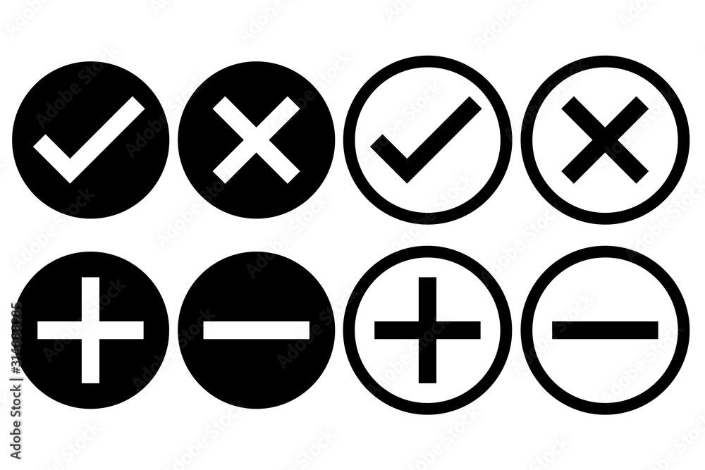 Obraz premium yes no plus minus check mark icon