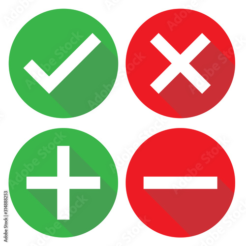 yes no plus minus check mark icon