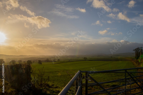 Surreal Sunset over Fields