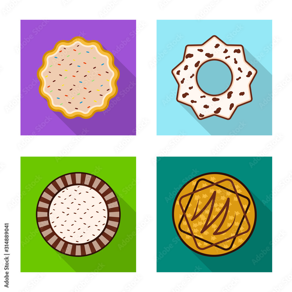 Isolated object of biscuit and bake logo. Collection of biscuit and chocolate stock symbol for web.