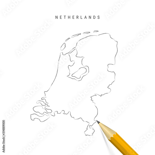 Netherlands freehand sketch outline vector map isolated on white background