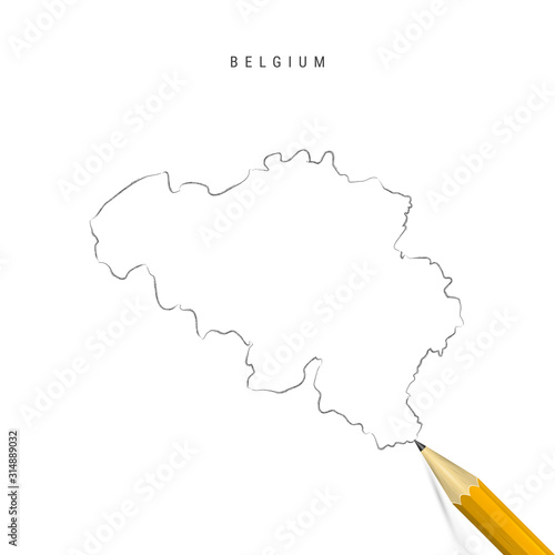 Belgium freehand sketch outline vector map isolated on white background