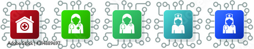 Set of doctor, physician, nurse, hospital and emergency icons for webdesign and mobile applications, cpu, chip concept vector illustration