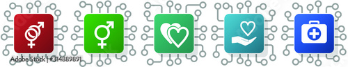 Set of gender, love, heart, transgender and lgbt icons for webdesign and mobile applications, cpu, chip concept vector illustration