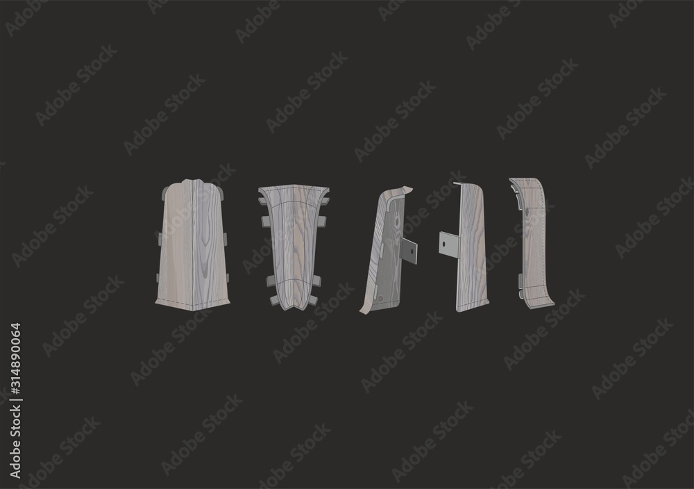 Accessories for attaching a plastic floor skirting Accessories for attaching a plastic floor skirting