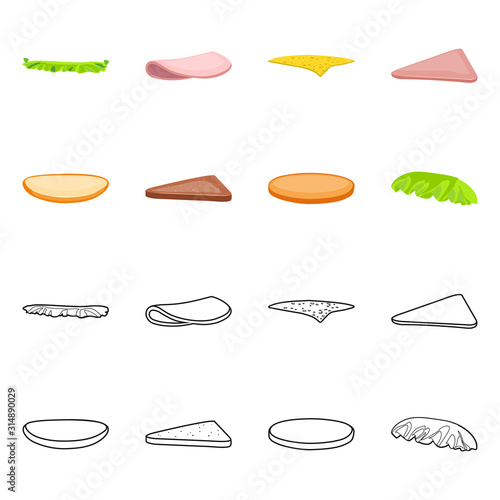 Isolated object of cooking and dinner logo. Set of cooking and fast vector icon for stock.