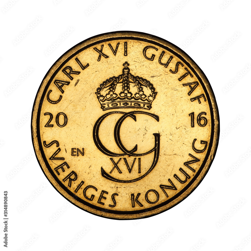 Swedish five kroner coin from 2016 Swedish five kroner coin from 2016