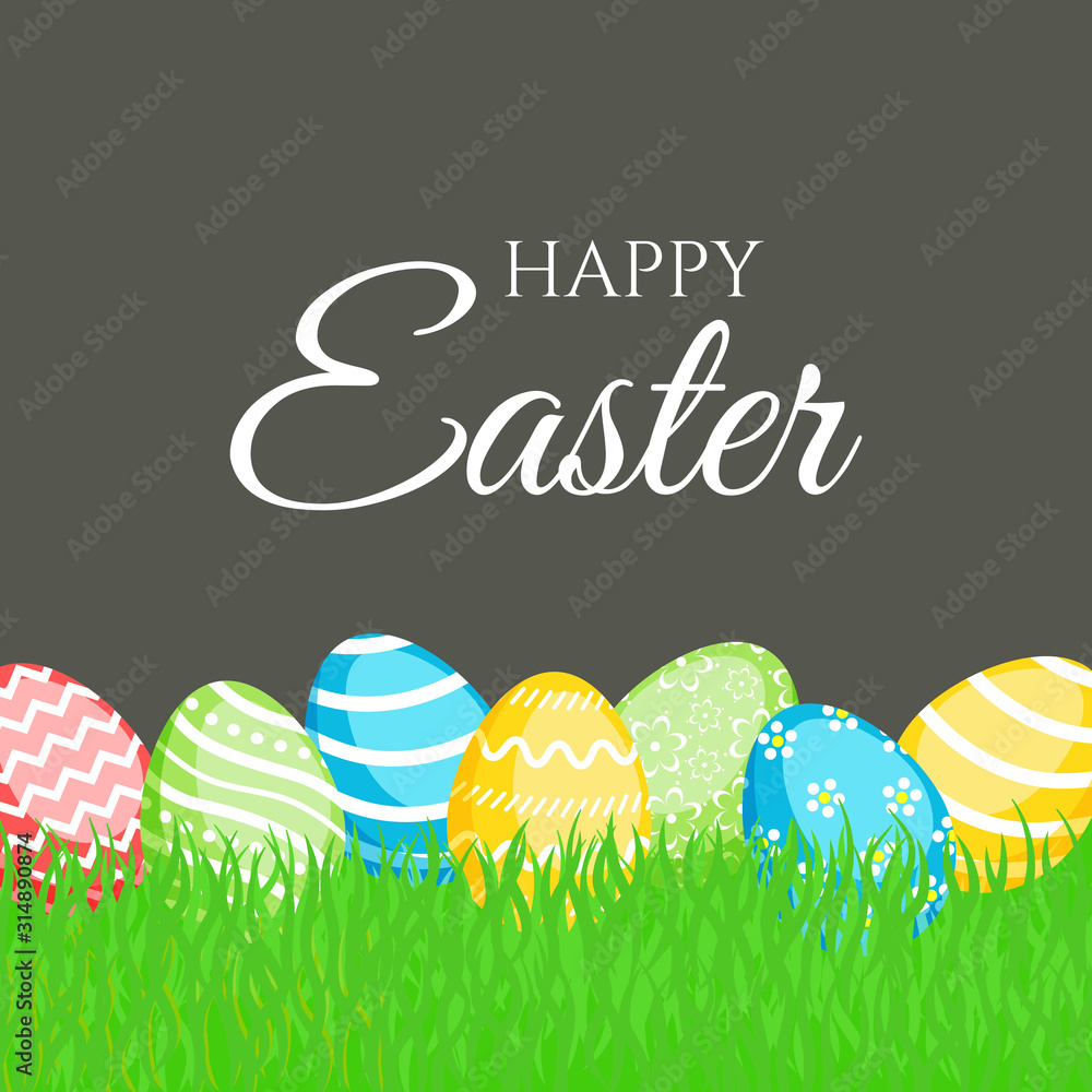 Happy Easter greeting card with сolorful eggs