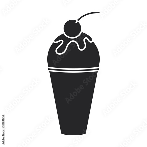 Ice cream in cone vector icon.Black vector icon isolated on white background ice cream in cone.